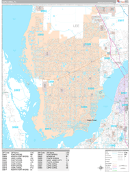 Cape Coral Wall Map Premium Style 2024